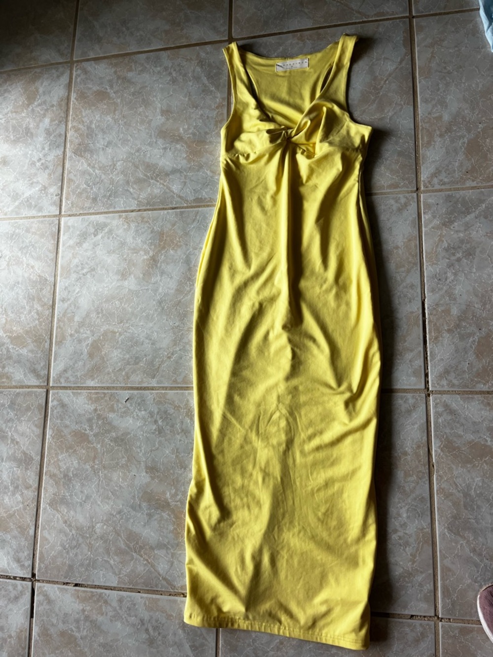 Missguided Yellow Maxi Dress with Front Knot